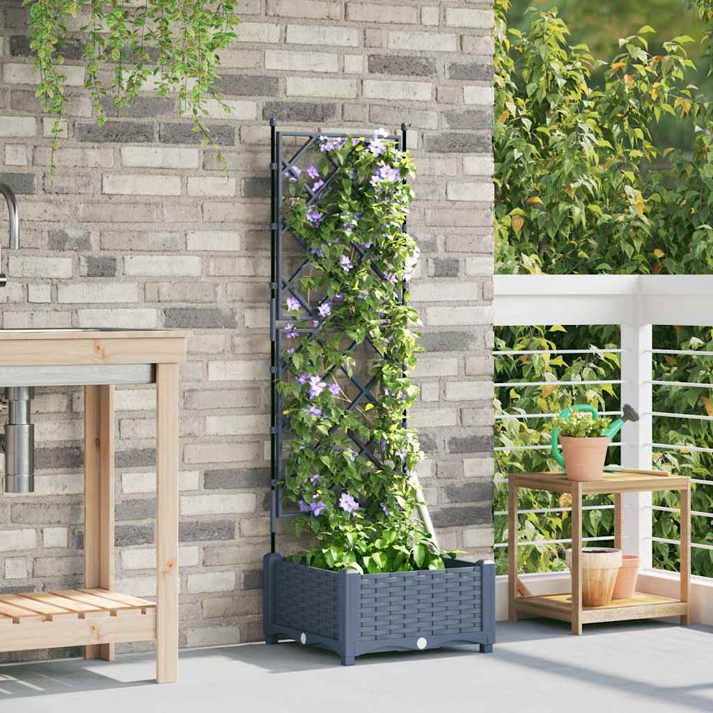 Gartenpflanzer mit Gitter Hellgrau 40 x 40 x 125,5 cm PP