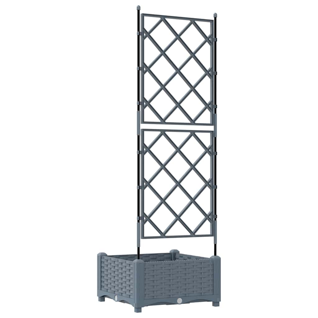 Gartenpflanzer mit Gitter Hellgrau 40 x 40 x 125,5 cm PP