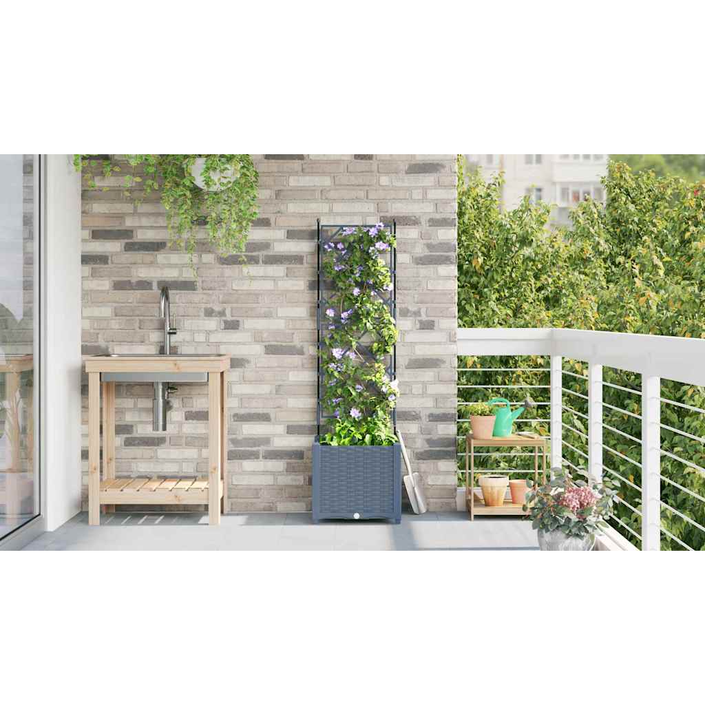 Gartenpflanzer mit Gitter Hellgrau 40 x 40 x 143 cm PP
