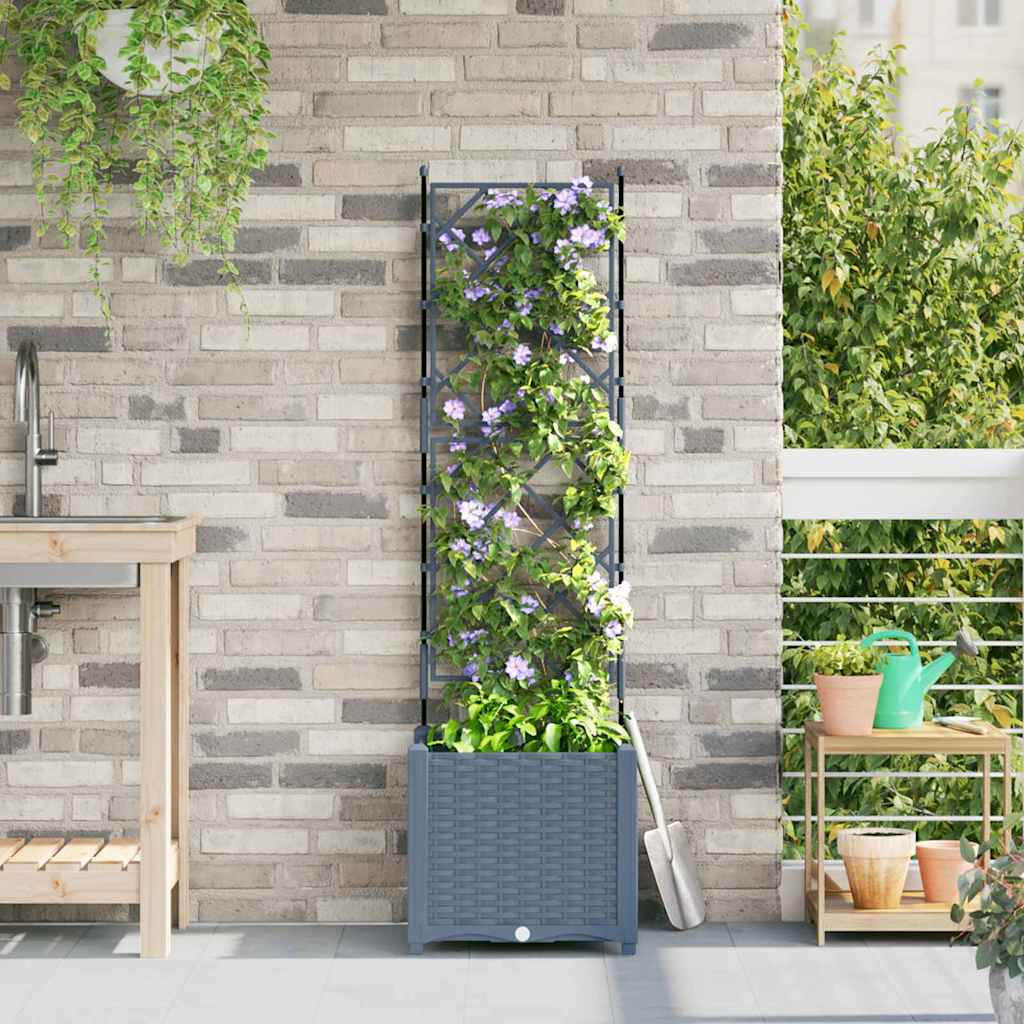 Gartenpflanzer mit Gitter Hellgrau 40 x 40 x 143 cm PP