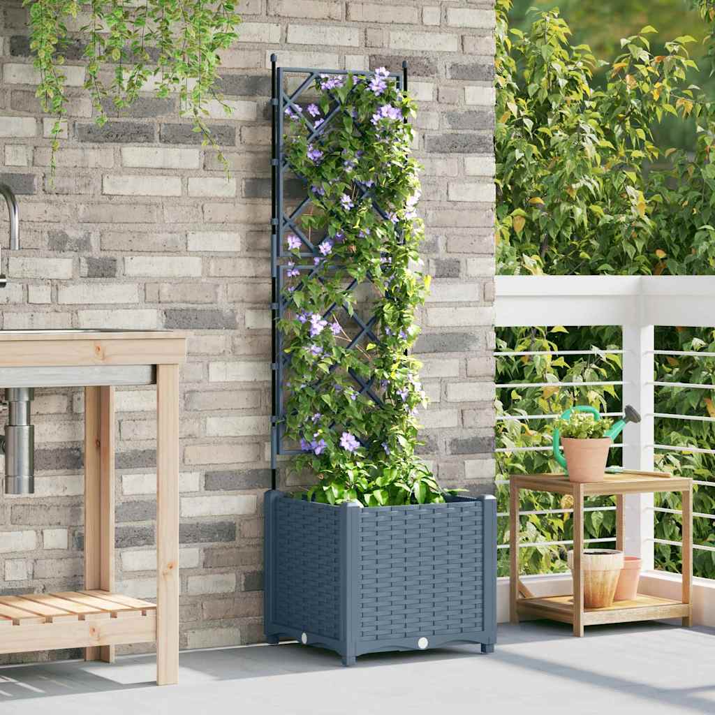 Gartenpflanzer mit Gitter Hellgrau 40 x 40 x 143 cm PP