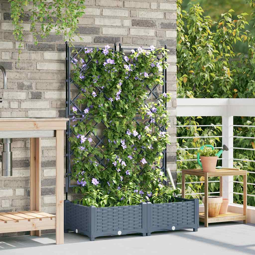 Gartenpflanzer mit Gitter Hellgrau 80 x 40 x 125,5 cm PP