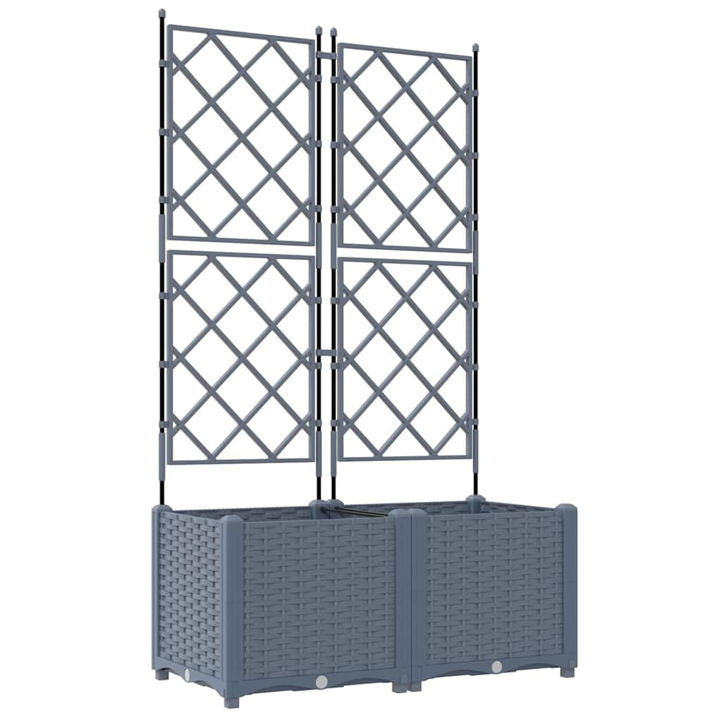 Gartenpflanzer mit Gitter 2 pcs Hellgrau 80 x 40 x 143 cm PP