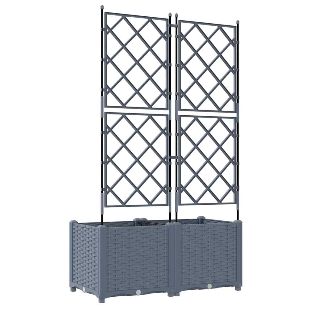 Gartenpflanzer mit Gitter 2 pcs Hellgrau 80 x 40 x 143 cm PP