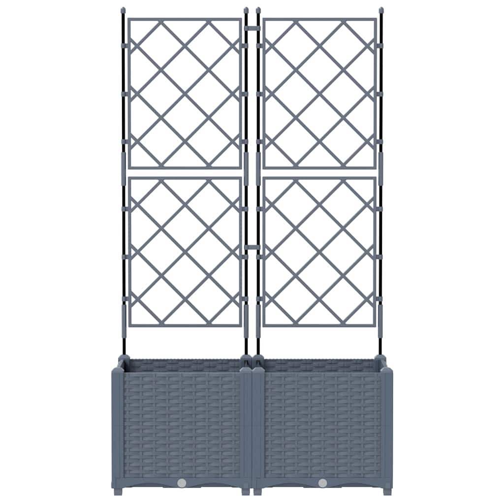 Gartenpflanzer mit Gitter 2 pcs Hellgrau 80 x 40 x 143 cm PP