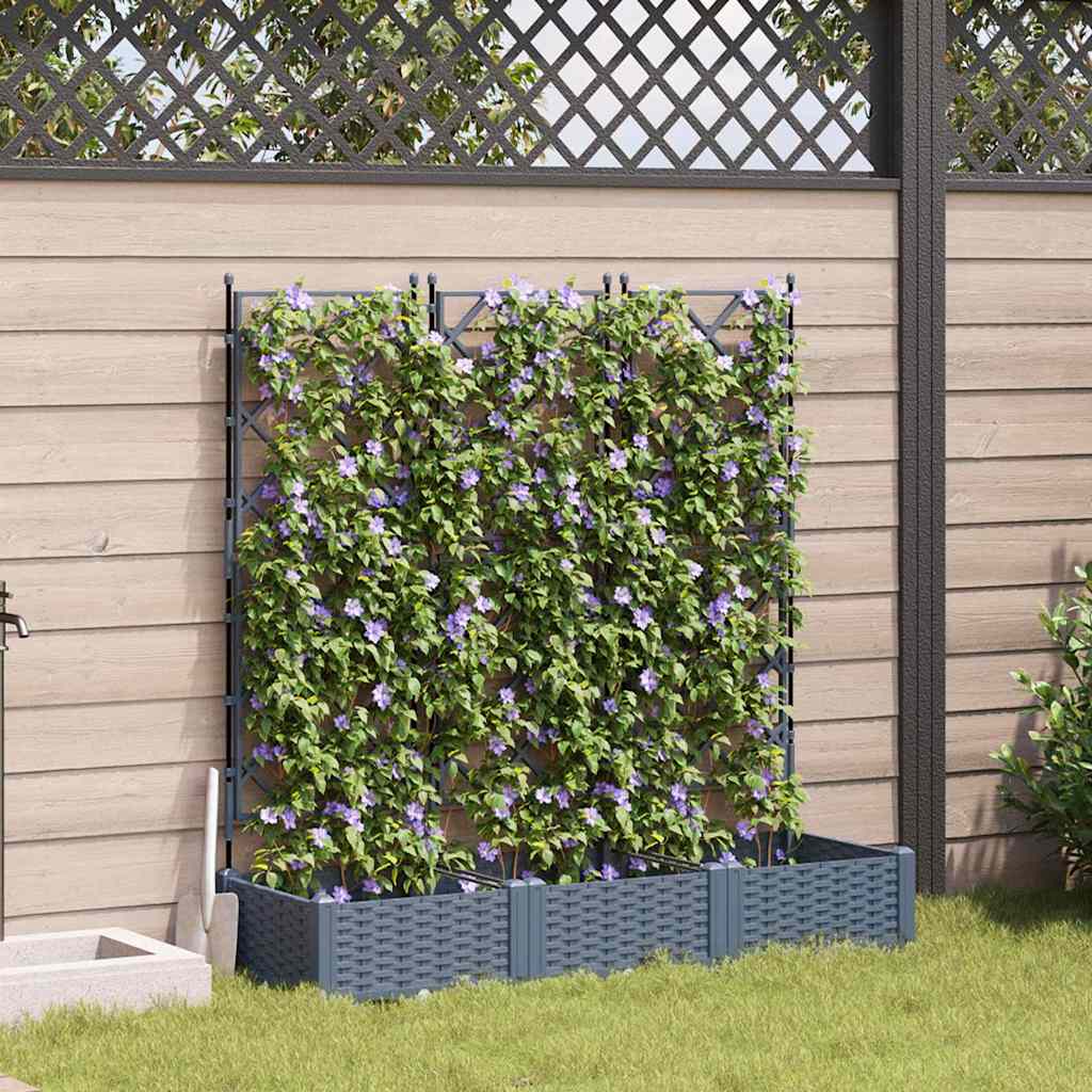 Gartenpflanzer mit Gitter 3 pcs Hellgrau 120 x 40 x 125,5 cm PP