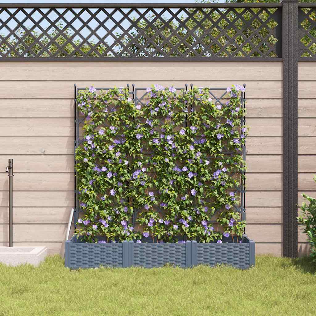Gartenpflanzer mit Gitter 3 pcs Hellgrau 120 x 40 x 125,5 cm PP