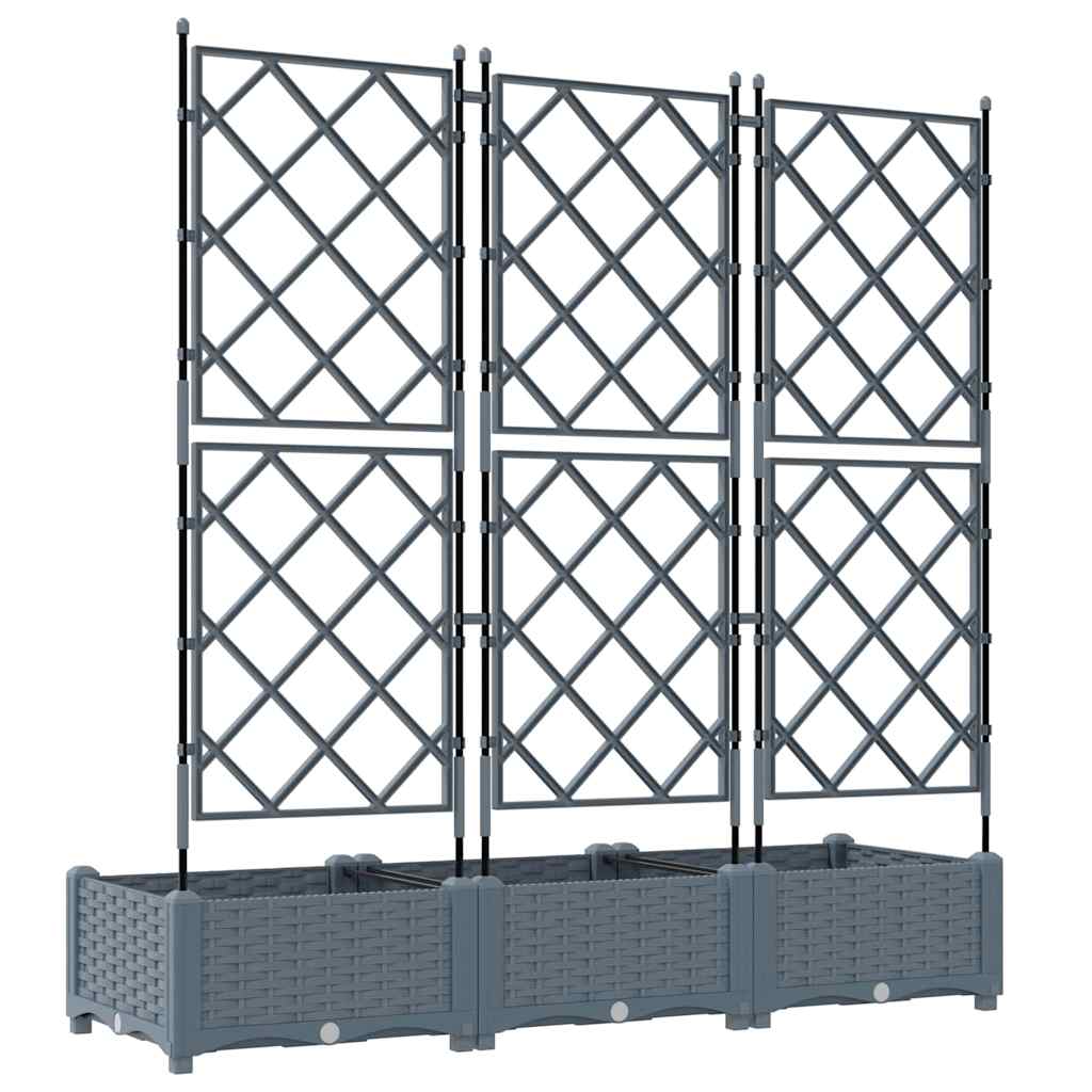 Gartenpflanzer mit Gitter 3 pcs Hellgrau 120 x 40 x 125,5 cm PP
