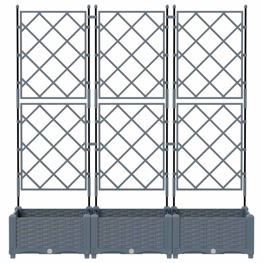 Gartenpflanzer mit Gitter 3 pcs Hellgrau 120 x 40 x 125,5 cm PP