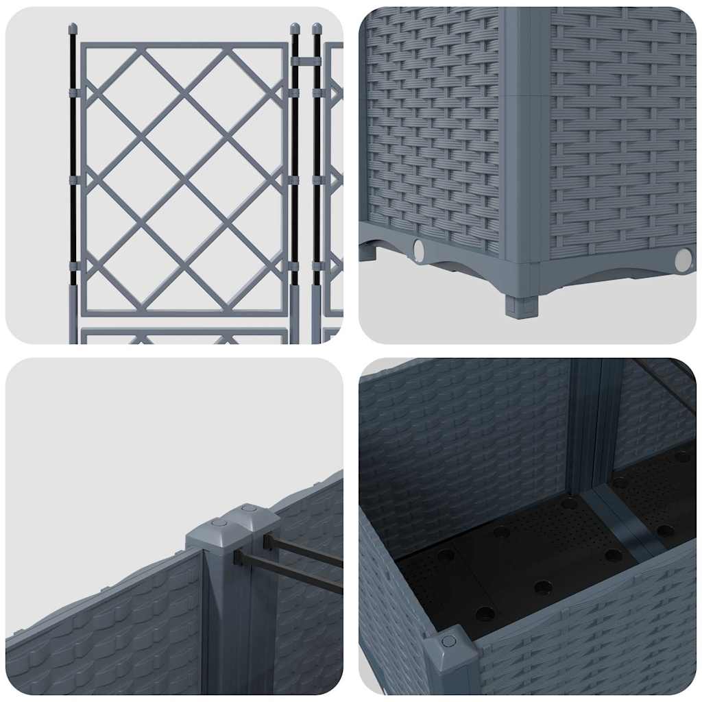 Gartenpflanzer mit Gitter 3 pcs Hellgrau 80 x 80 x 143 cm PP