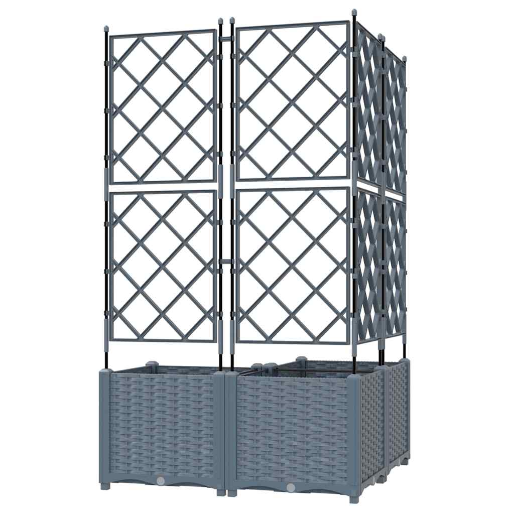 Gartenpflanzer mit Gitter 3 pcs Hellgrau 80 x 80 x 143 cm PP