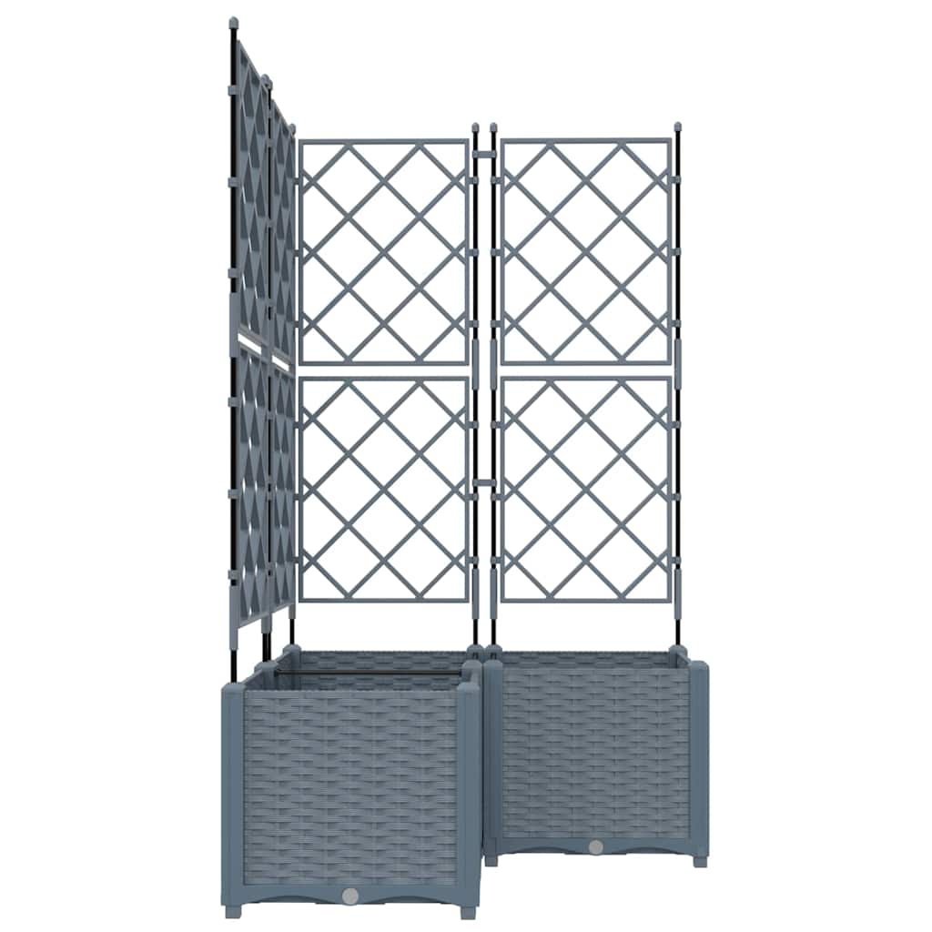 Gartenpflanzer mit Gitter 3 pcs Hellgrau 80 x 80 x 143 cm PP
