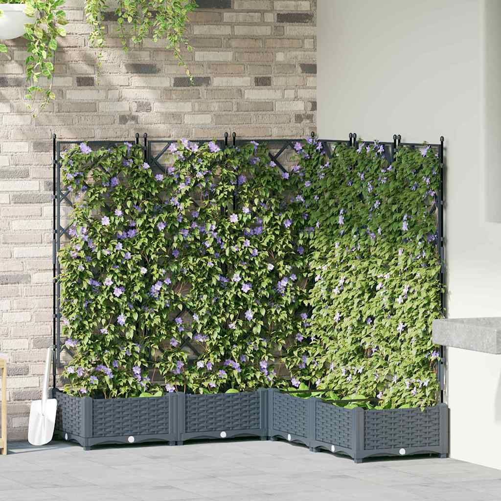 Gartenpflanzer mit Gitter 5 pcs Hellgrau 120 x 120 x 125,5 cm