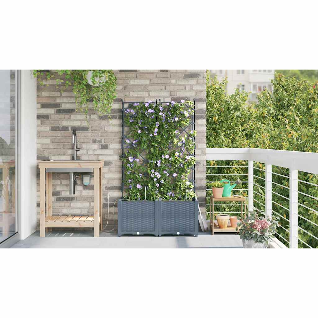 Gartenpflanzer Hellgrau 80 x 40 x 142 cm Stahl