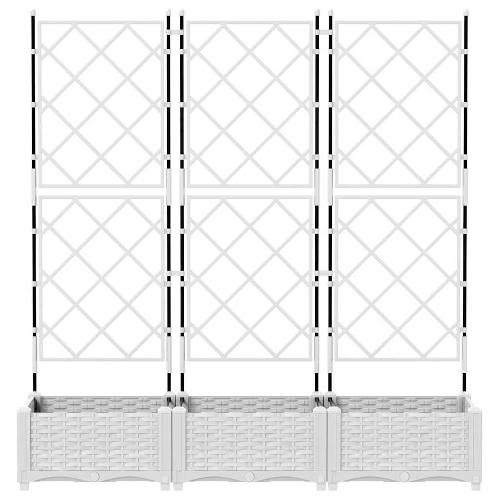Gartenpflanzer mit Gitter 3 pcs Weiß 120 x 40 x 125,5 cm PP