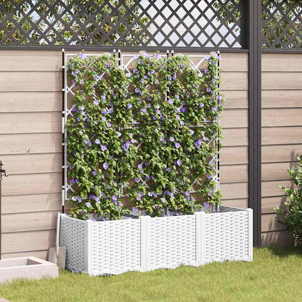 Gartenpflanzer mit Gitter 3 pcs Weiß 120 x 40 x 143 cm PP