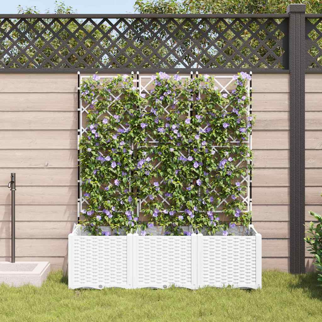 Gartenpflanzer mit Gitter 3 pcs Weiß 120 x 40 x 143 cm PP