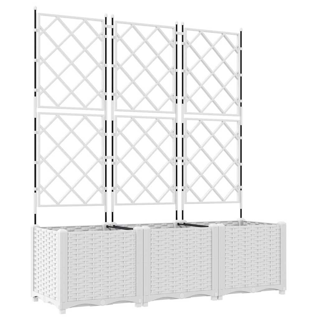 Gartenpflanzer mit Gitter 3 pcs Weiß 120 x 40 x 143 cm PP