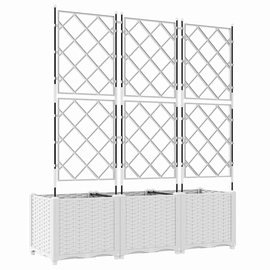 Gartenpflanzer mit Gitter 3 pcs Weiß 120 x 40 x 143 cm PP