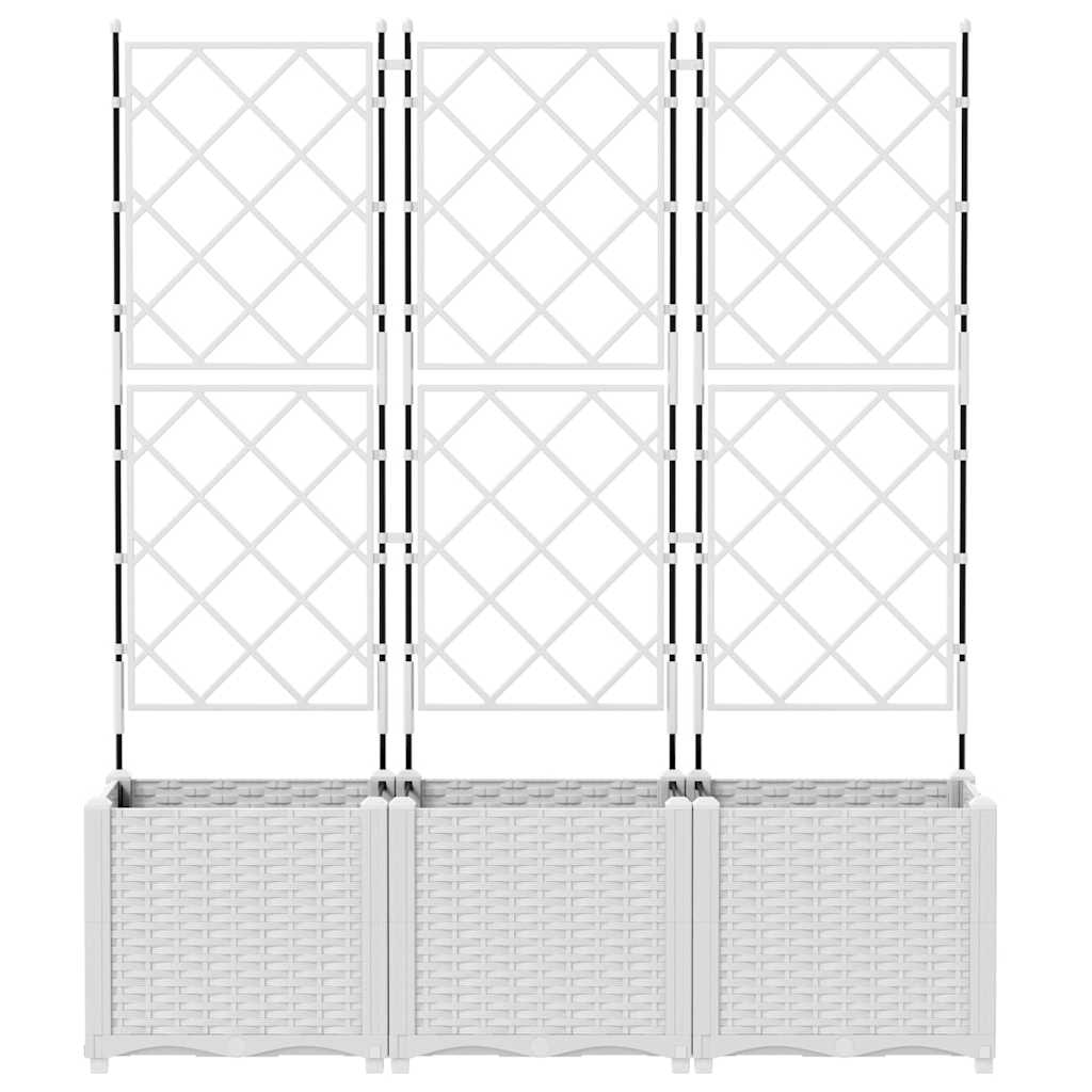 Gartenpflanzer mit Gitter 3 pcs Weiß 120 x 40 x 143 cm PP