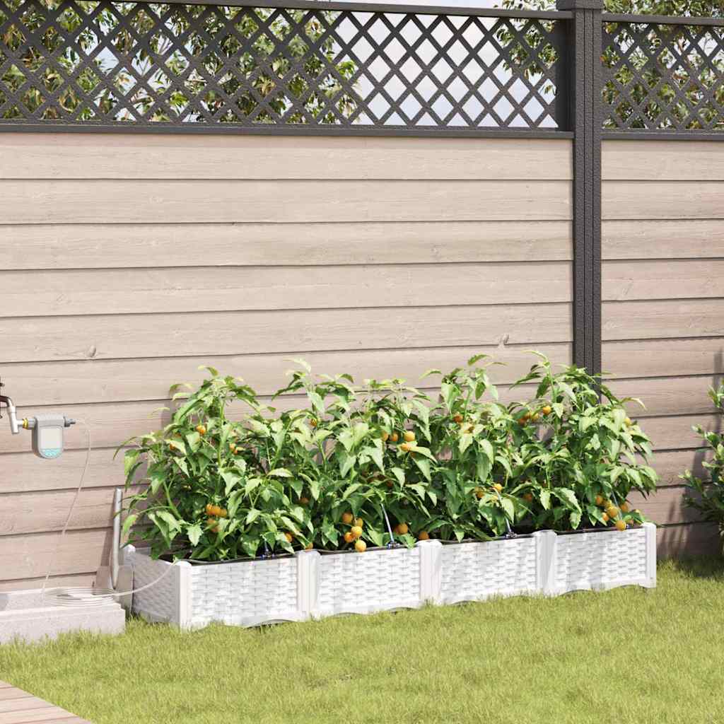 Gartenpflanzer Weiß 160 x 40 x 22 cm Stahl