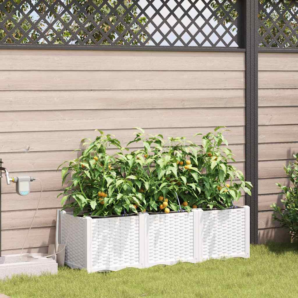 Gartenpflanzer Weiß 120 x 40 x 37.5 cm Stahl