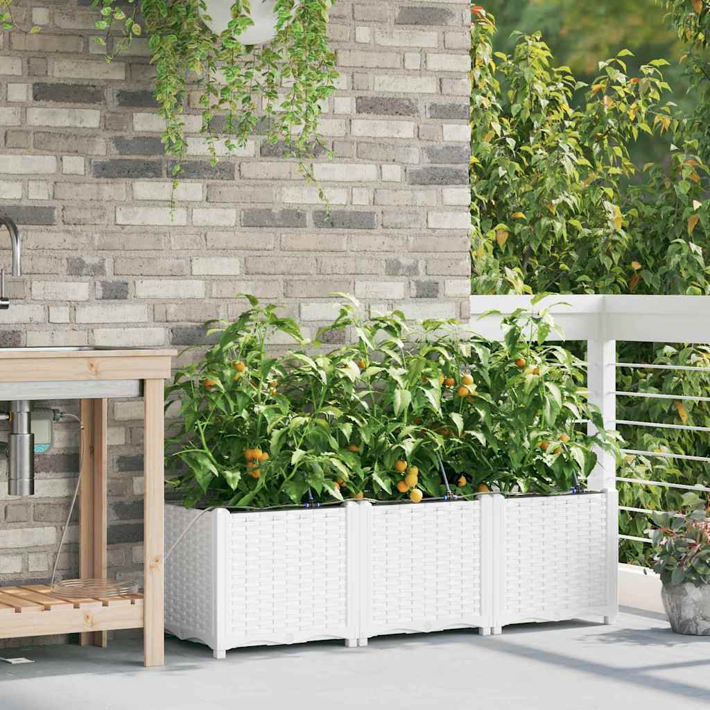 Gartenpflanzer Weiß 120 x 40 x 37.5 cm Stahl