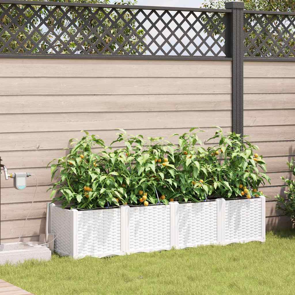 Gartenpflanzer Weiß 160 x 40 x 37.5 cm Stahl