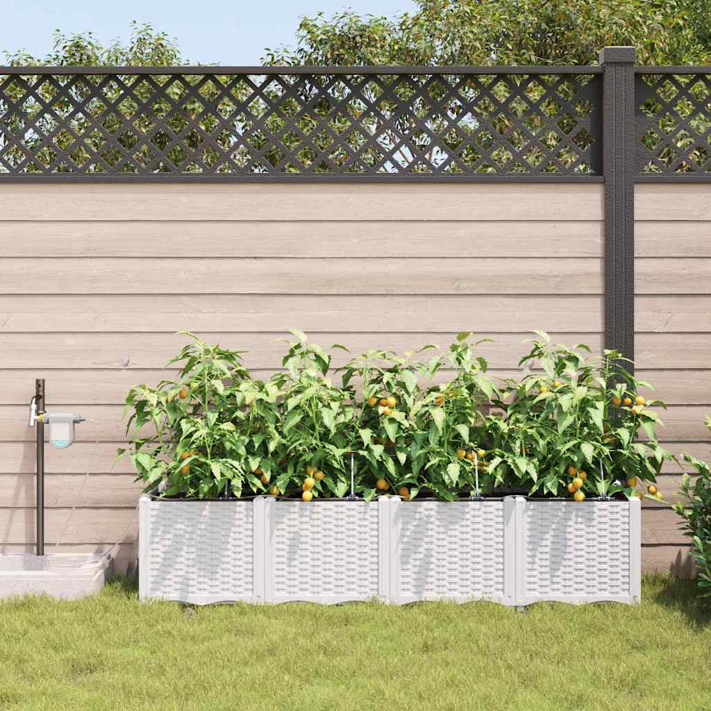 Gartenpflanzer Weiß 160 x 40 x 37.5 cm Stahl