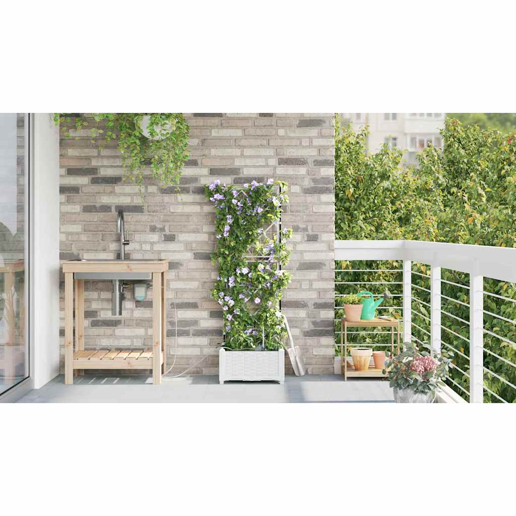 Gartenpflanzer Weiß 40 x 40 x 126 cm Stahl
