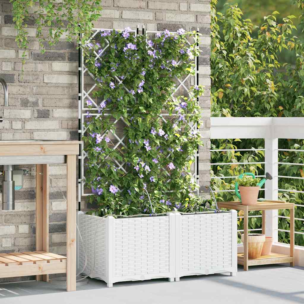 Gartenpflanzer Weiß 80 x 40 x 142 cm Stahl