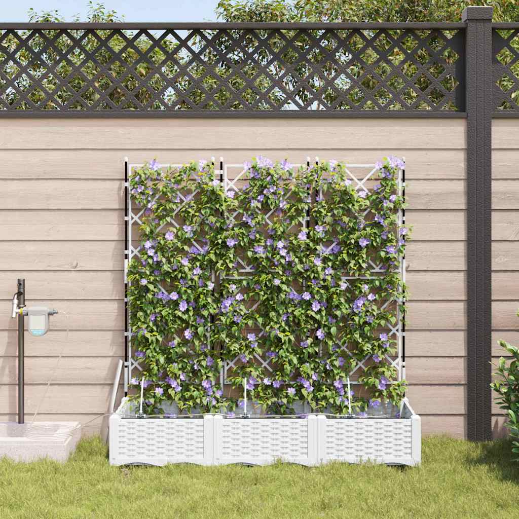 Gartenpflanzer Weiß 120 x 40 x 126 cm Stahl