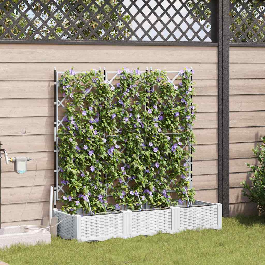 Gartenpflanzer Weiß 120 x 40 x 126 cm Stahl