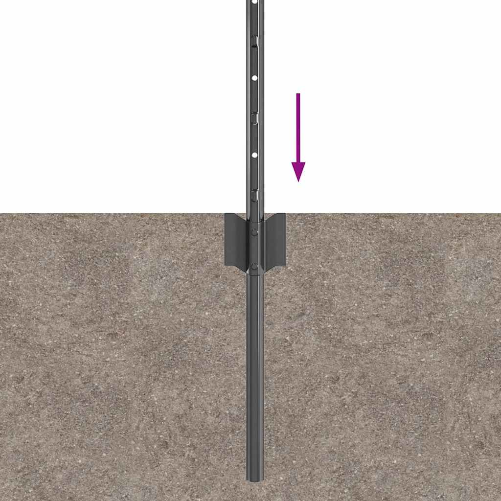 Zaunpfosten 5 pcs Grau 40 cm Stahl