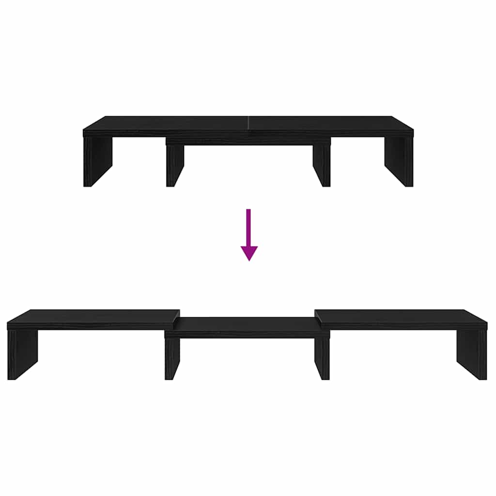 Monitorständer Verstellbar Schwarz Eichen-Optik 60x24x10,5 cm