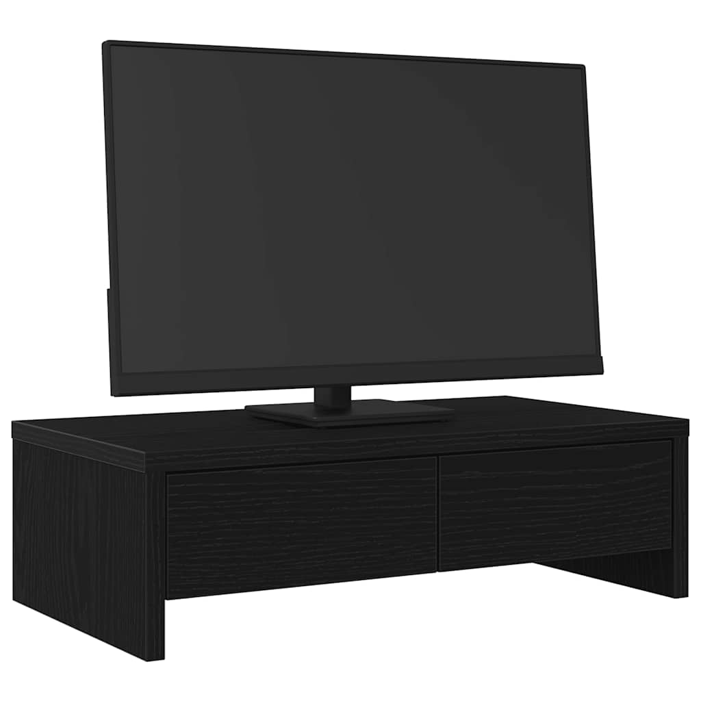 Monitorständer mit Schubladen Schwarz Eichen-Optik 50x27x15 cm