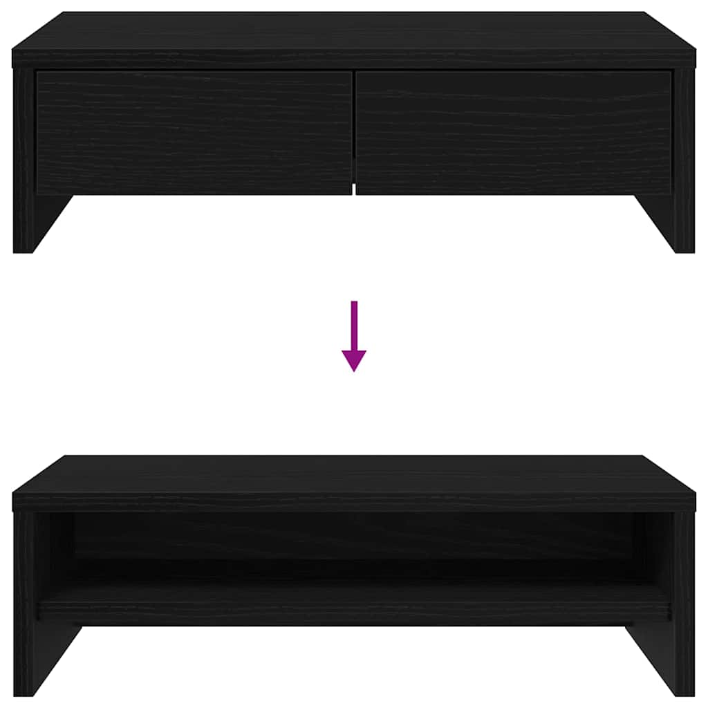 Monitorständer mit Schubladen Schwarz Eichen-Optik 50x27x15 cm