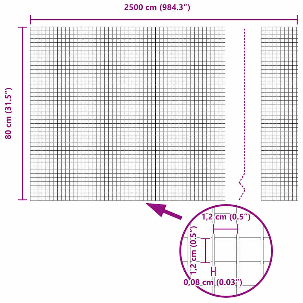 Geschweißter Drahtzaun Grün 0.8 x 25 m Stahl