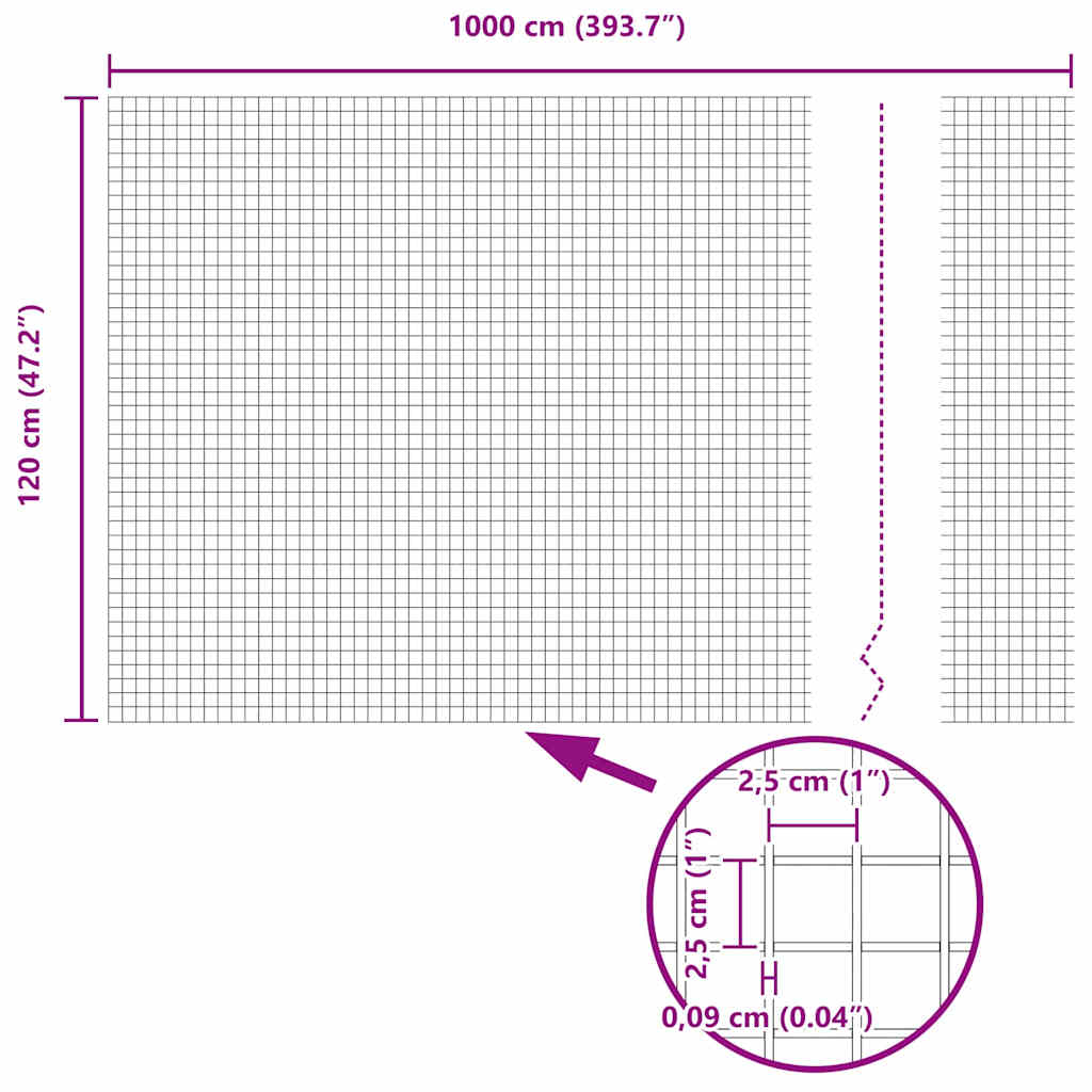 Geschweißter Drahtzaun Grau 1.2 x 10 m Stahl