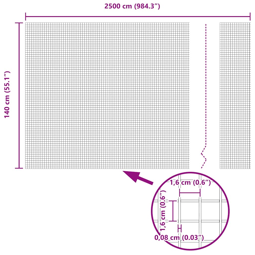Geschweißter Drahtzaun Grau 1.4 x 25 m Stahl