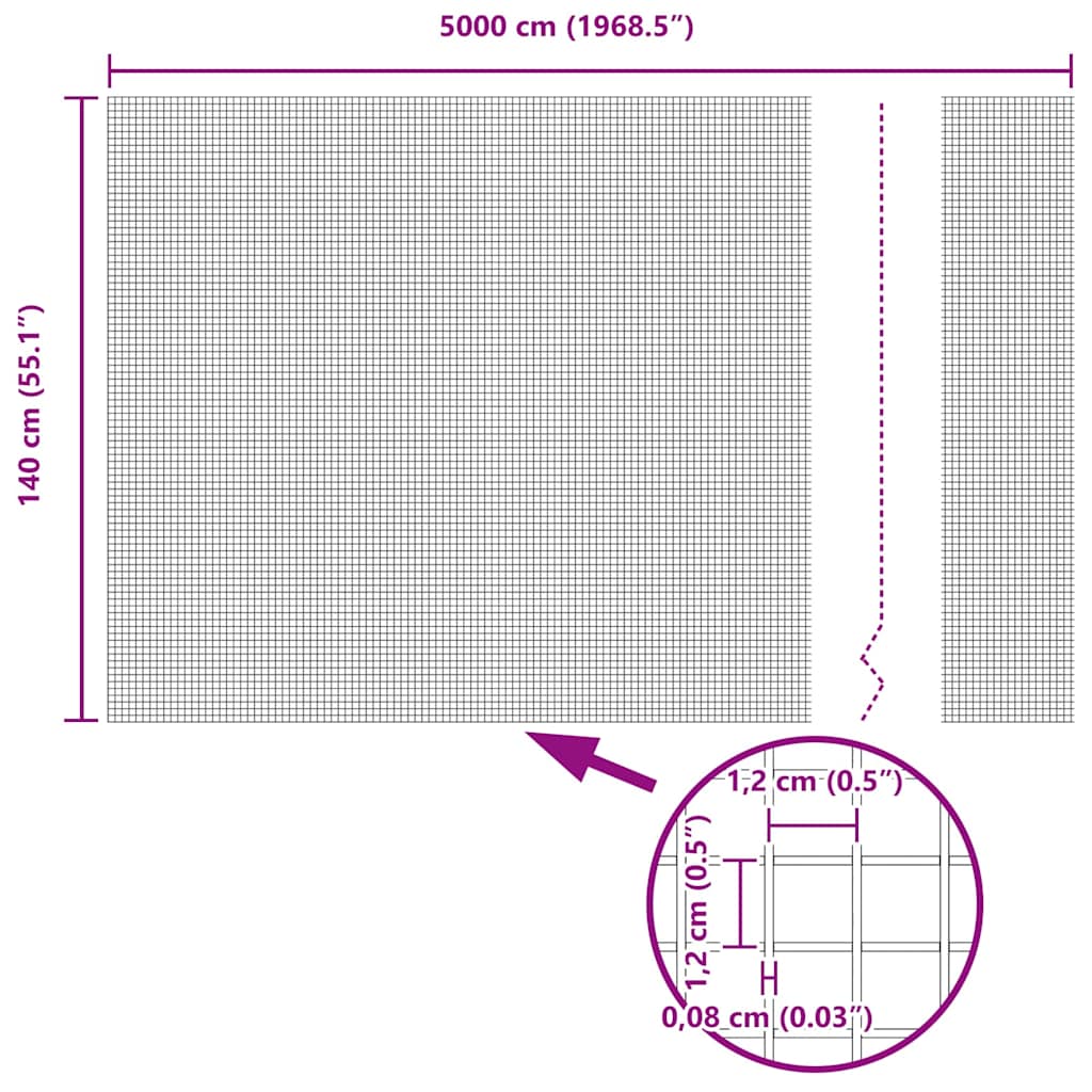 Geschweißter Drahtzaun Grau 1.4 x 50 m Stahl