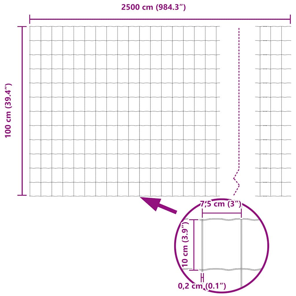 Eurozaun Grau 1 x 25 m PVC-beschichtetes Eisen