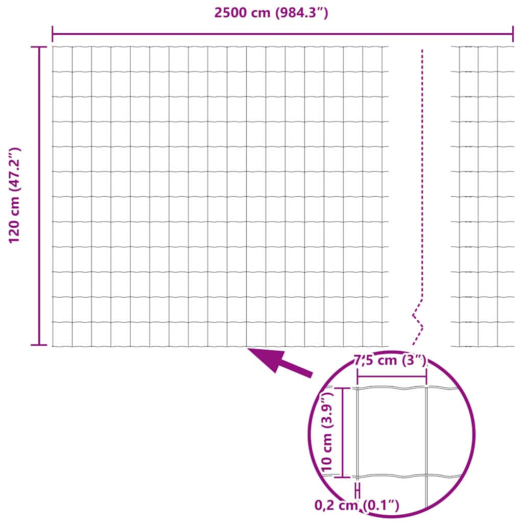 Eurozaun Grau 1.2 x 25 m PVC-beschichtetes Eisen