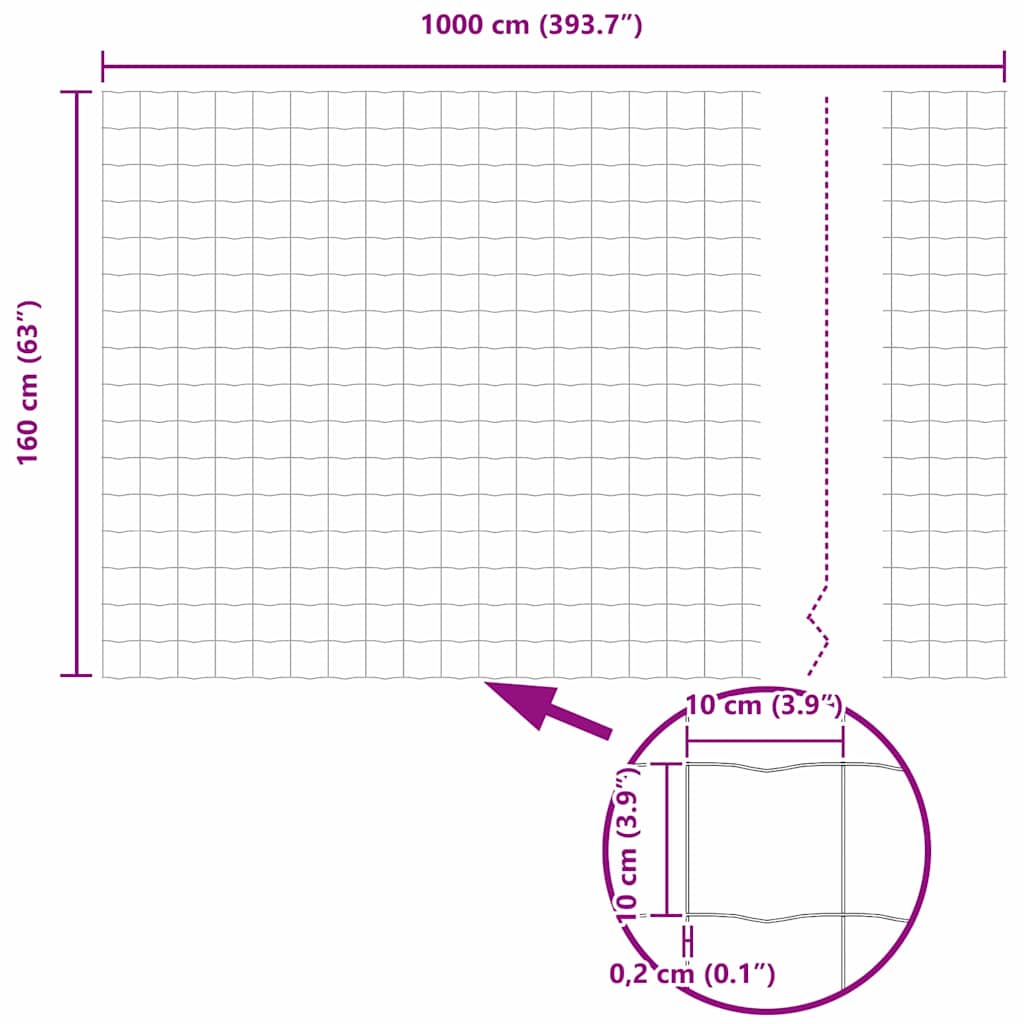 Eurozaun Grau 0,4 x 25 m PVC-beschichtetes Eisen