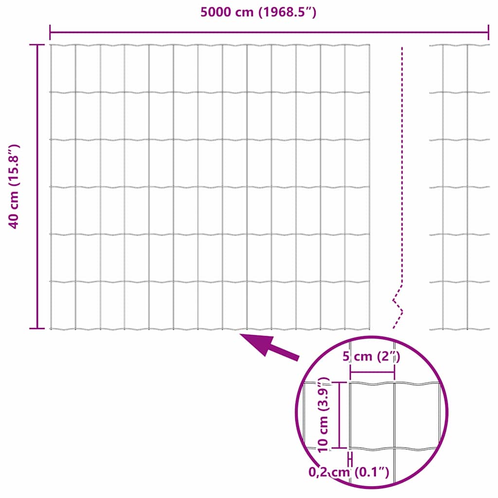 Eurozaun Grau 0.4 x 50 m PVC-beschichtetes Eisen