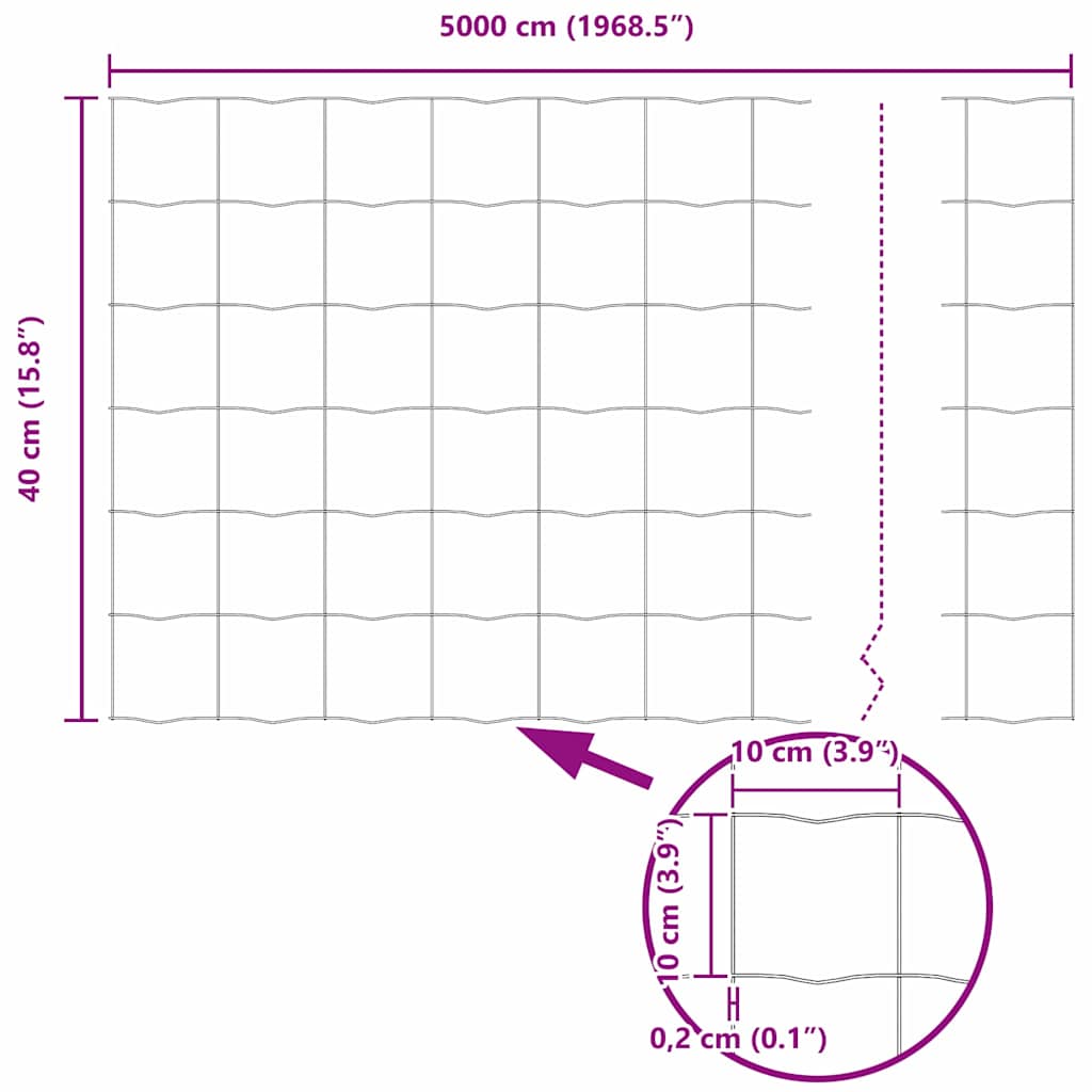 Eurozaun Grau 0.4 x 50 m PVC-beschichtetes Eisen