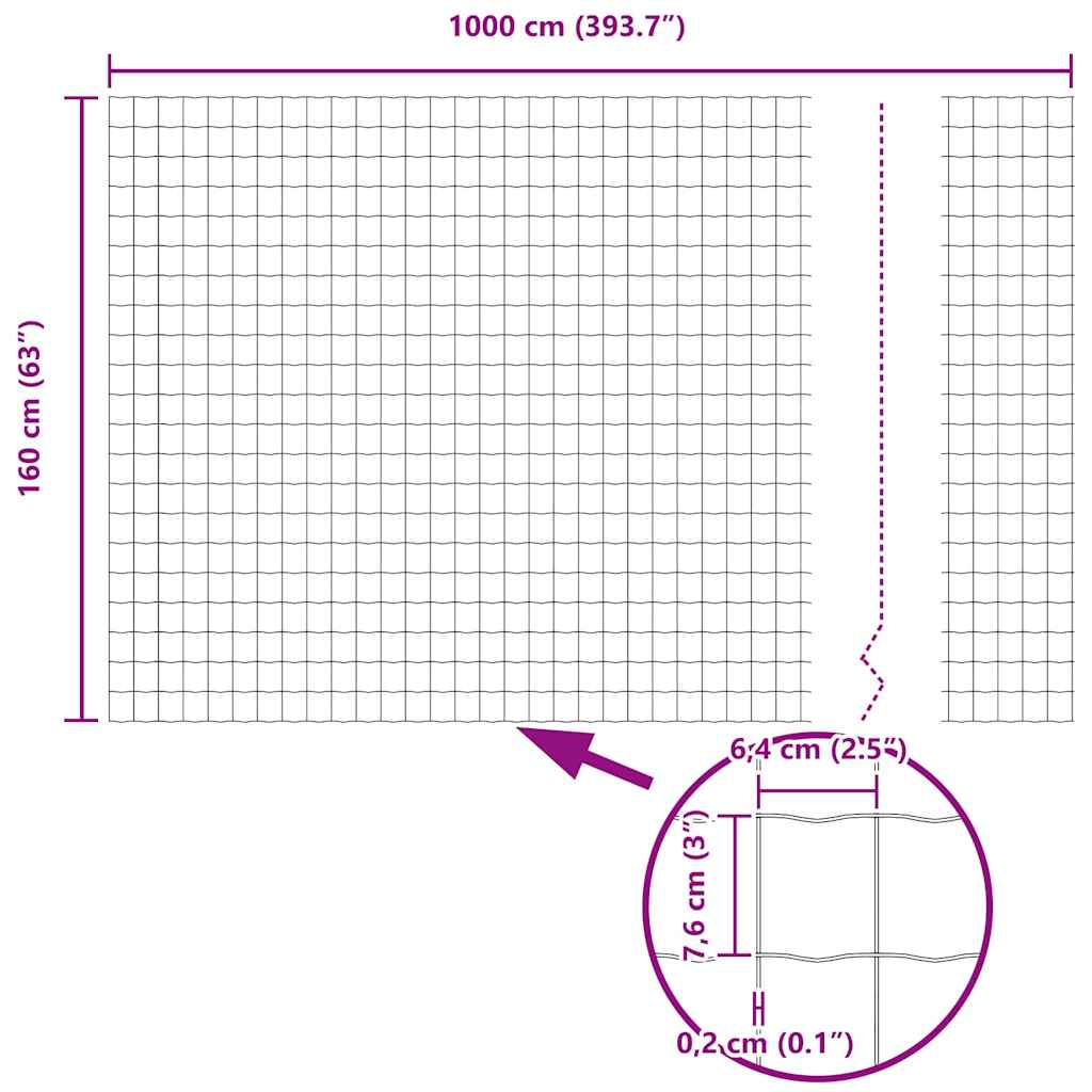 Eurozaun Schwarz 1.6 x 10 m PVC-beschichtetes Eisen