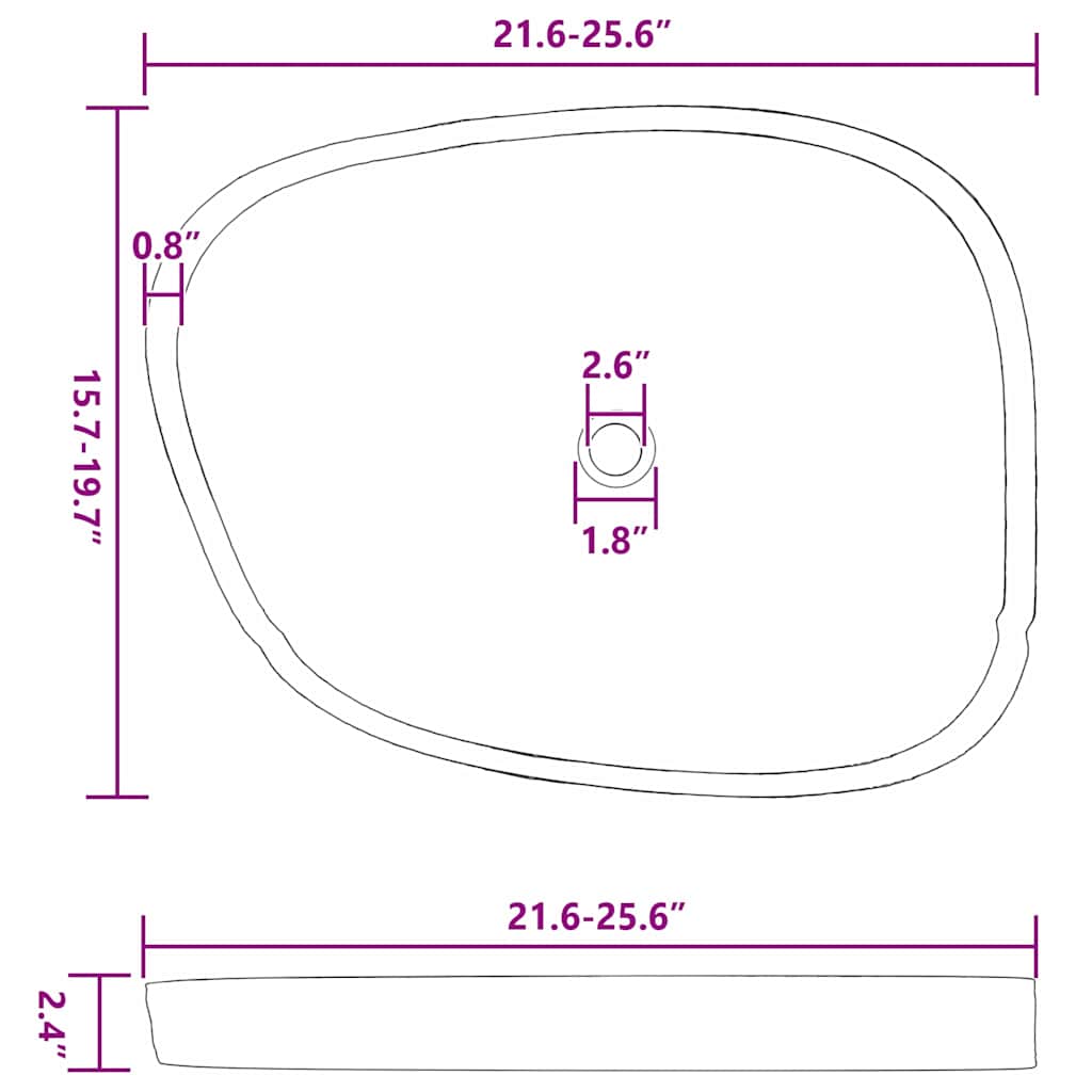 Basin Grau (55-65) x (40-50) x 6 cm Flussstein