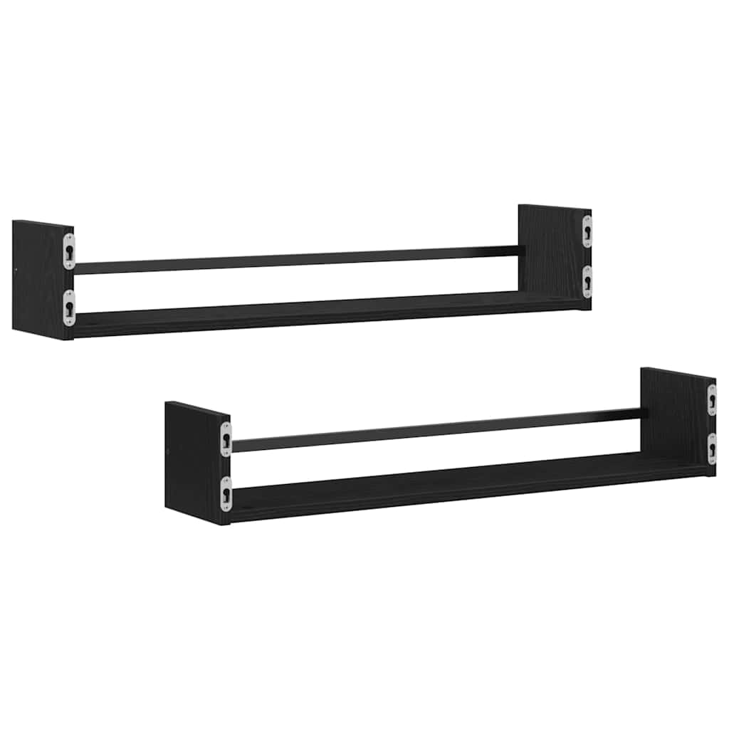 Wandregal 2 pcs Schwarze Eiche 80 x 16 x 14 cm Holzwerkstoff