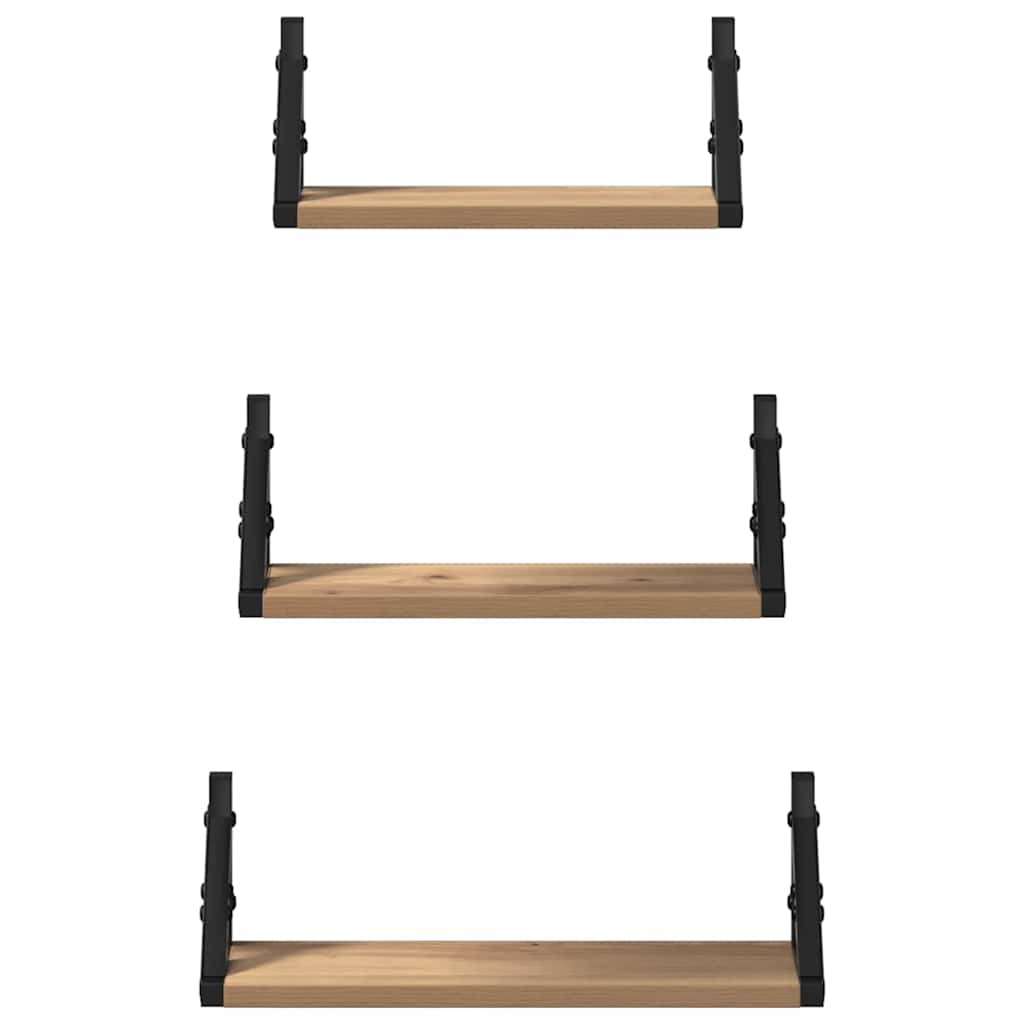 Wandregal-Set 3 pcs Eiche handwerklich 37 x 12 x 13 cm